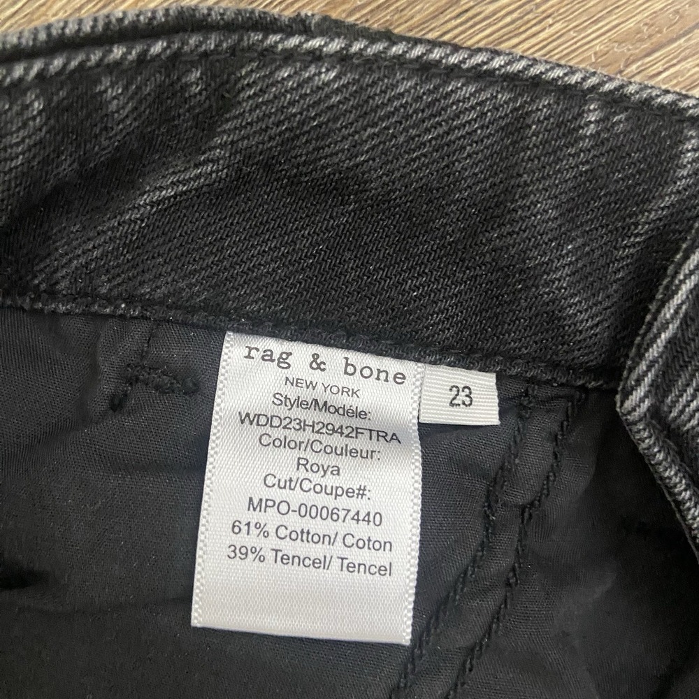 Rag & Bone Nora Cargo High Rise Straight Jeans in Roya Black Size 23 - Picture 8 of 10